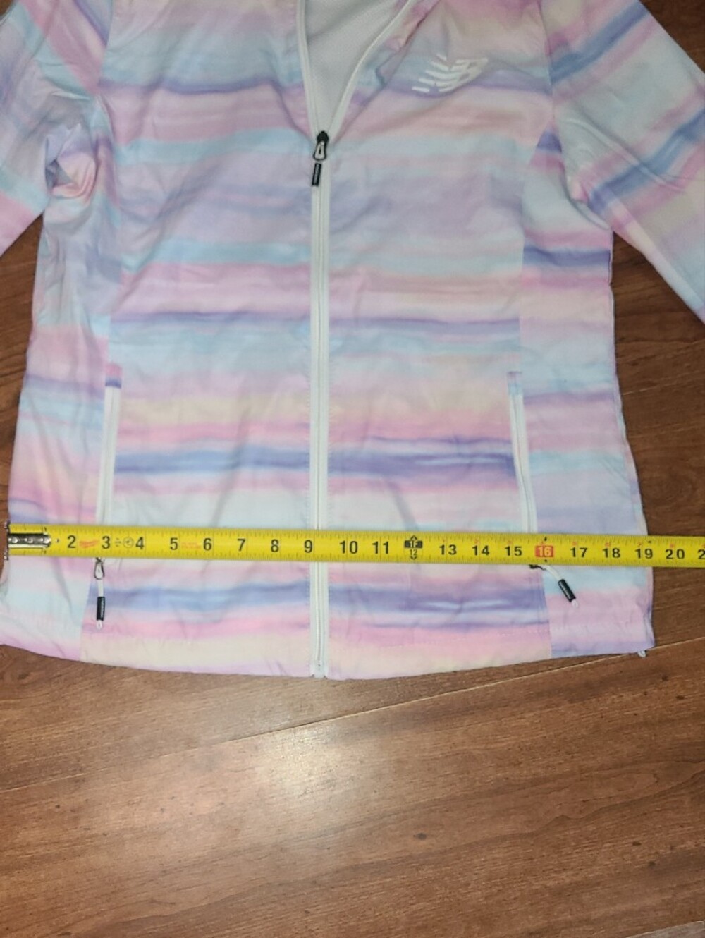 New Balance Womens Pastel Multi-Stripe Hooded Raincoat Size M - Picture 7 of 16